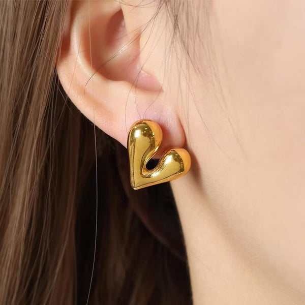 Puffy Heart Stud Earrings
