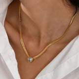 Zircon Heart Snake Chain Necklace
