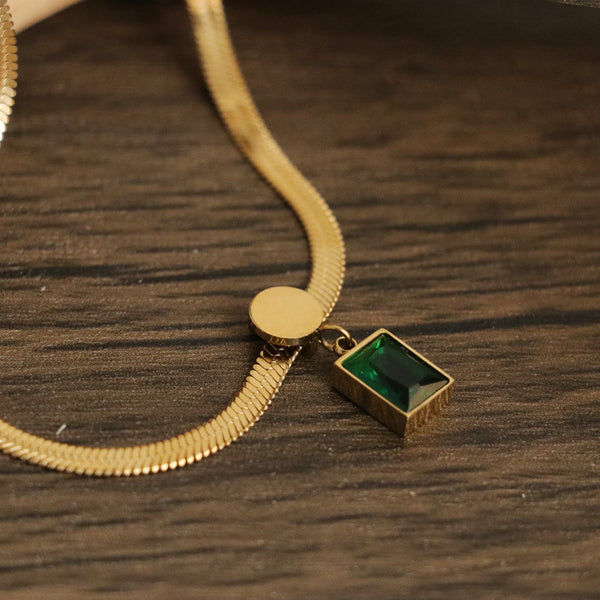 Green Emerald Snake Chain Necklace