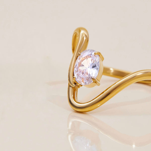 Curvy Swirl Solitaire Ring