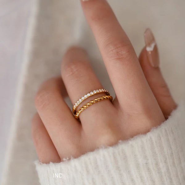 Twin Stacked Zirconia Ring