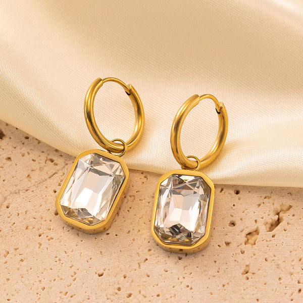 Glass White Hanging Earrings