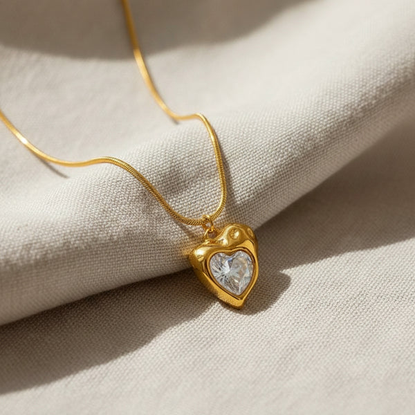 Molten Studded Heart Neclace