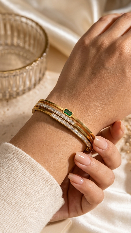 Emerald Cut Stone Bracelet
