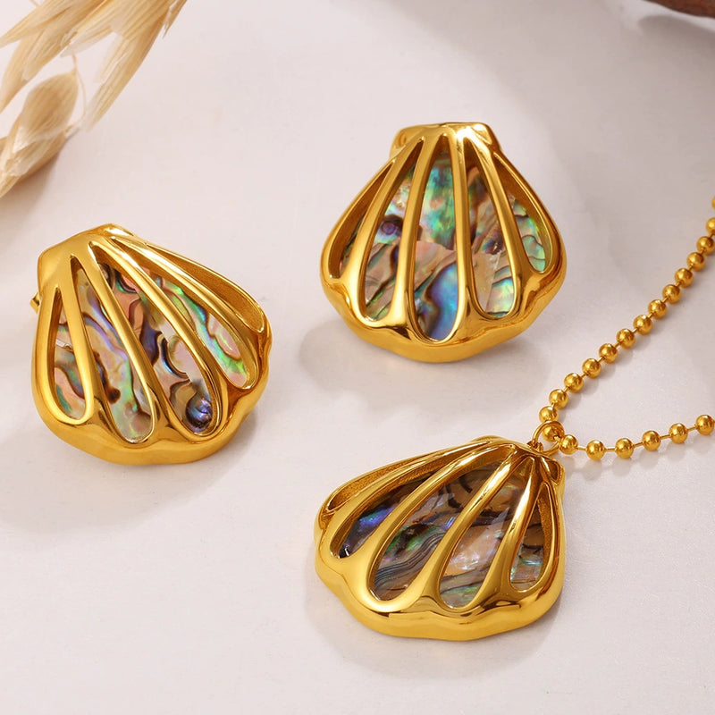 (SET) Sea Luxe Necklace & Earrings