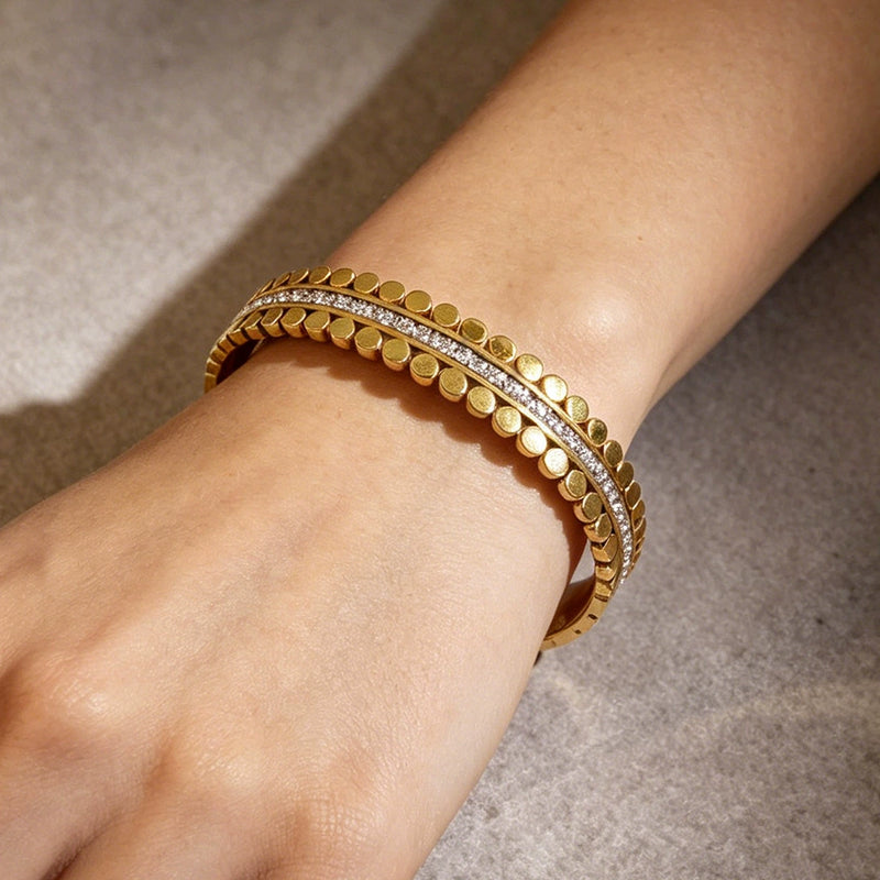 Cutwork Zircon Cuff Bracelet