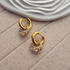 Square Pearl Hoop Earrings