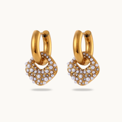 Square Pearl Hoop Earrings